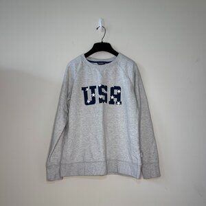 NWOT Eddie Bauer Gray Crew Neck USA Sweatshirt Size S